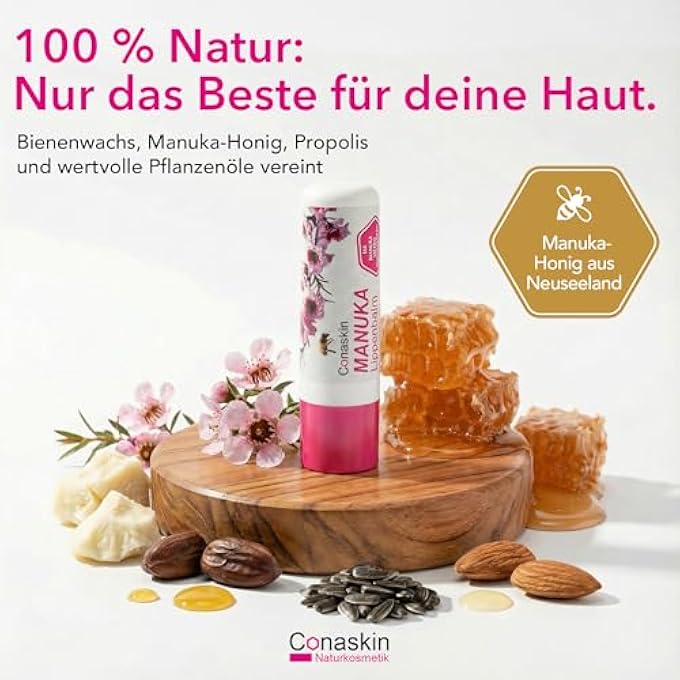 rayihni MANUKA LIP CARE (MGO400) INTENSIVE CARE FOR DRYNESS & INFECTIONS (E.G. HERPES) 4.6 G NATURAL COSMETICS DAILY USE & REPAIR BEESWAX & PROPOLIS - Image 3
